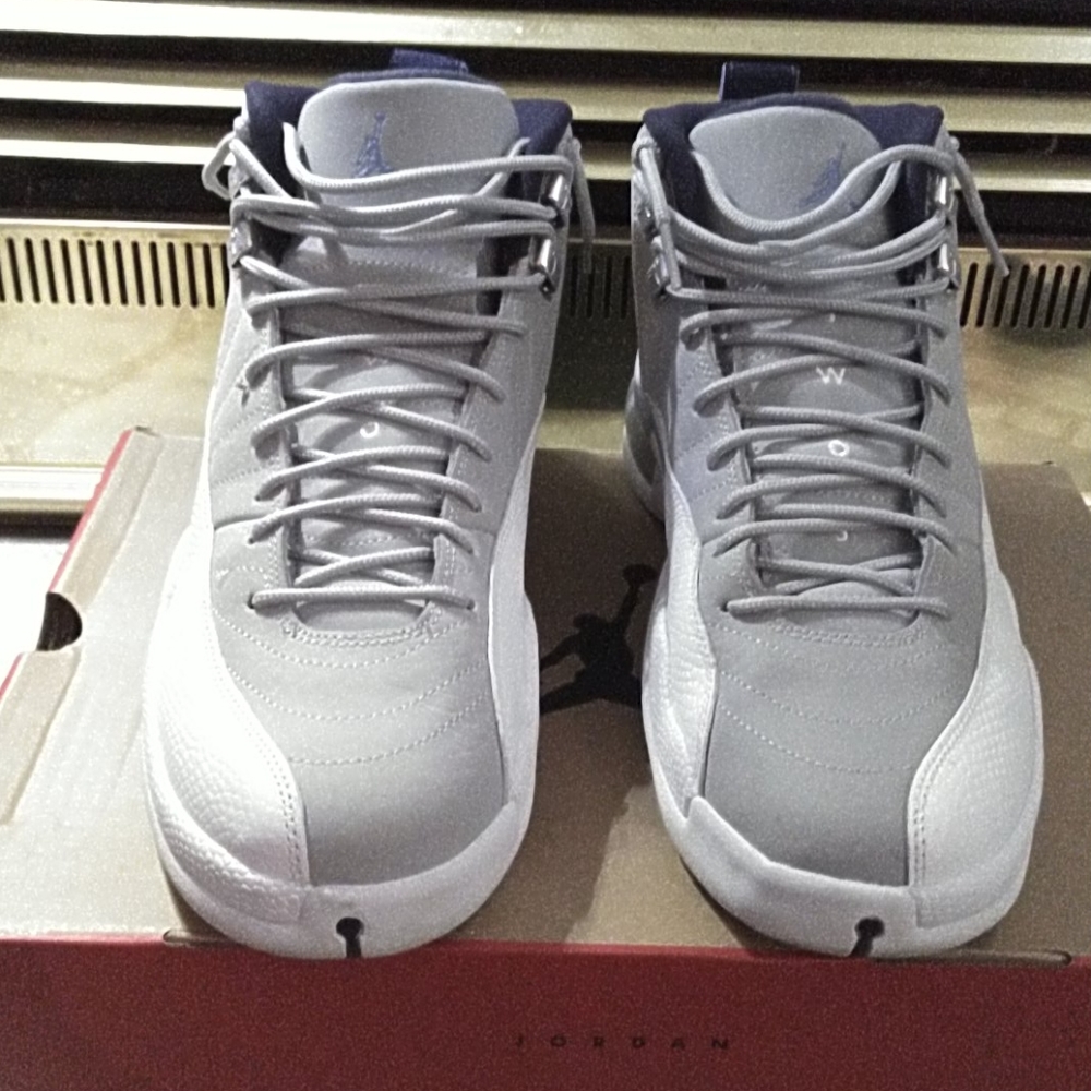 Jordan 12's  2016. Grey, white, baby blue.